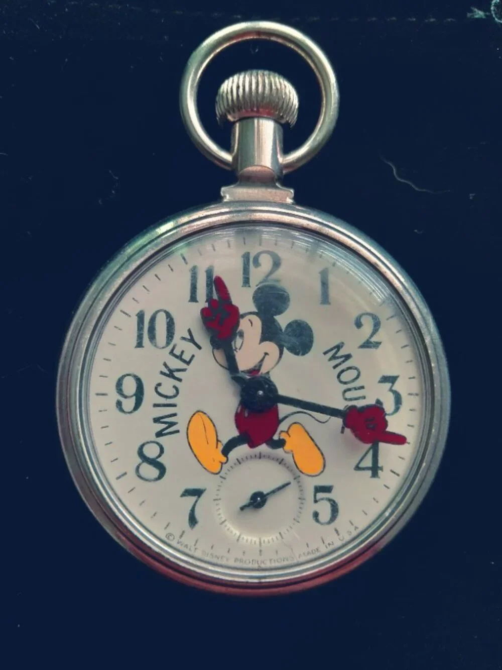 Mickey Mouse Pocket Watch 1970's working and in good condition
